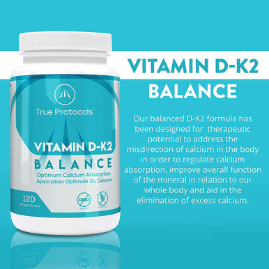 TRUE PROTOCOLS - Vitamin D-K2 Balance - Vitamin D3 (1000 IU) + Vitamin K2 MK7 (120 mcg) + Vitamin A (500 IU) - 120 Bioavailable Softgels For Strong Bones & Improved Muscle Function - 100%