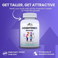 Heightener Natural Height Growth Supplement For Kids Teens And Adults To Increase Bone Strength And Grow Taller Height Maximizer Pills With L Arginine Calcium and Zinc 60 Capsules