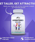 Heightener Natural Height Growth Supplement For Kids Teens And Adults To Increase Bone Strength And Grow Taller Height Maximizer Pills With L Arginine Calcium and Zinc 60 Capsules
