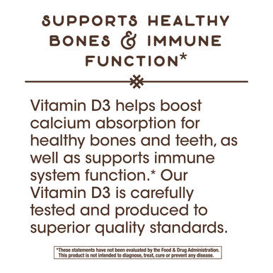 Nature'S Way Vitamin D3 Dry Form, Supports Healthy Bones And Immune Function*, 10Mcg Per Serving, 100 Capsules