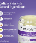 Naturallymum NaturallyMum - Magnesium Body Butter Cream for Sleep [NATURAL & VEGAN] - Magnesium Body Butter Support for Sleep Heart Bone Nerve Gut & Muscle Health - Magnesium Butter Cream for Sleep - Lavender