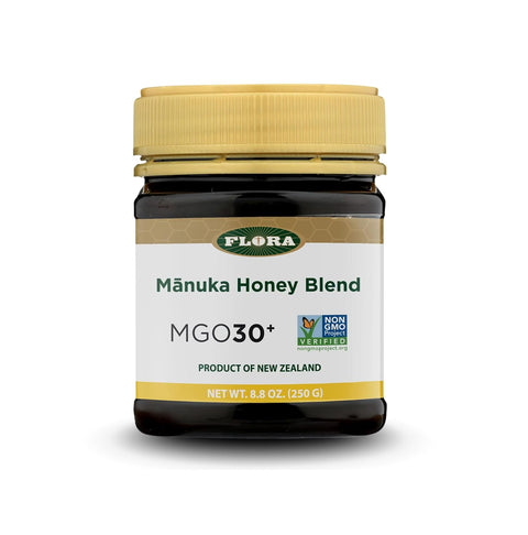 Flora - MÃƒâ€žÃ‚Ânuka Honey Blend MGO 30+, New Zealand Honey, 100% Traceable MGO,Natural Healing, Sore Throat Relief, Aids Digestion, 8.8-oz. Jar