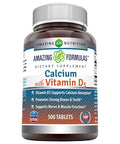 Amazing Formulas Calcium With Vitamin D3 500 Tablets Supplement | Non-Gmo | Gluten Free | Made In Usa