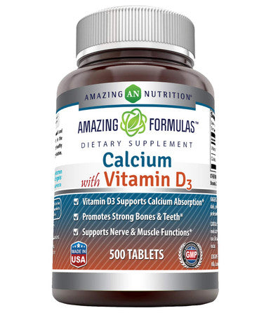 Amazing Formulas Calcium With Vitamin D3 500 Tablets Supplement | Non-Gmo | Gluten Free | Made In Usa