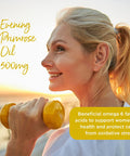 Healthspan Evening Primrose Oil 500mg (180 Capsules) | Omega 6 Fatty Acids | Women's Health | Added Vitamin E | Gamma Linolenic Acid & Linoleic Acid | Protects Cells from Oxidative Stress | Vegan
