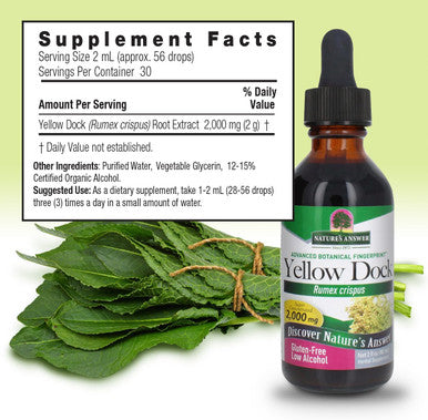 Nature'S Answer Yellow Dock Root Extract with Organic Alcohol 2-Fluid Ounces | Promotes a Healthy Liver | Digestive Support | Natural Detox