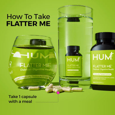 Hum Flatter Me Digestive Enzymes Bloating Supplement - Fast-Acting Bloat Relief For Digestive Health & Debloating Multi Enzyme Bloat Pills, Anti Bloat Pills, Vegan 60 Servings