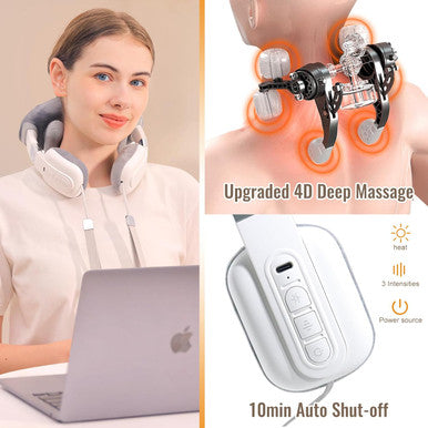 Neck Massager For Neck Pain Relief, 4D Deep Kneading Massagers With 3 Massage Nodes, Cordless Neck And Shoulder Massage With Heat For Neck, Back & Leg, Christmas Gifts For Women,Men
