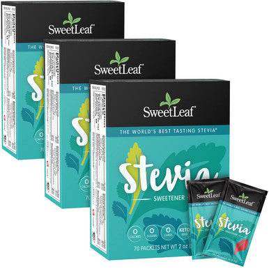 Sweetleaf Stevia Packets - Zero Calorie Natural Stevia Powder Non-GMO Stevia Sweetener Packets 70 Count (Pack of 3)