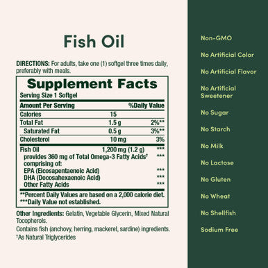 Nature's Bounty Fish Oil Omega 3 Supplements - Supports Heart Health 1200 Mg Fish Oil Omega-3 200 Softgels