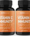 MAV NUTRITION Vitamin C Capsules for Immune Support NonGMO Gluten Vegan Vegetarian Friendly Vitamin C as Ascorbic Acid 500mg per Capsule 2000mg per Serving 2 Pack