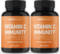 MAV NUTRITION Vitamin C Capsules for Immune Support NonGMO Gluten Vegan Vegetarian Friendly Vitamin C as Ascorbic Acid 500mg per Capsule 2000mg per Serving 2 Pack