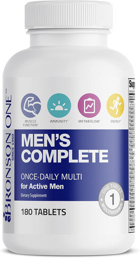 Bronson One Daily Men S Complete Multivitamin Multimineral Once-Daily Multi For Active Men, 180 Tablets