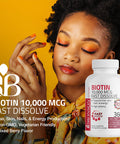Bronson Biotin 10,000 Mcg Lozenges Fast Dissolve High Potency Supports Hair, Skin & Nails Mixed Berry Flavor - Non-Gmo, 180 Vegetarian Lozenges