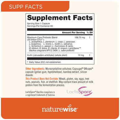 Naturewise Max Probiotics For Men & Women | Delayed Released Capsule 30 Billion Cfu With 12 Highly Effective Strains, Shelf Stabl