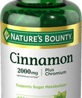 Nature's Bounty Cinnamon 2000mg Plus Chromium Sugar Metabolism Support Supplement 60 Capsules