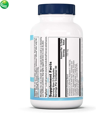 Nutra BioGenesis - VegiZyme - Digestive Enzymes for Intestinal Movement and Digestion - 120 Capsules
