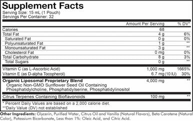 Codeage Liposomal Vitamin C Liquid 1000mg Vitamin C 4000mg Essential Phospholipids Liquid Vitamins Supplement Liposomal Delivery Citrus Bioflavonoids Vitamin E Non-GMO - 32 Pouches