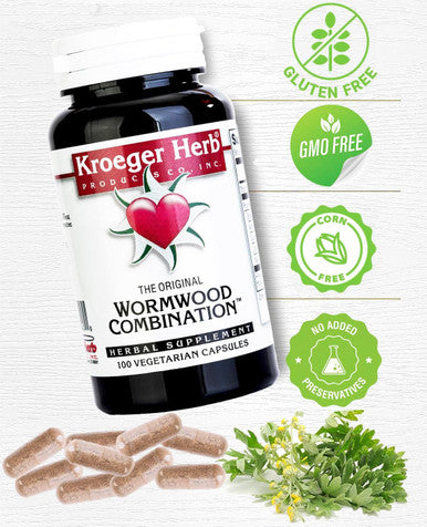 Kroeger Herb Wormwood Combination - 700Mg - Vegetarian Capsules - 100 Caps | Pack Of (2) | Our Powerful Combination Includes Worm