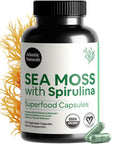Atlantic Naturals Sea Moss with Spirulina Superfood Capsules Multivitamin Supplement Supports Healthy Iron and Immune Health Alternative to Seamoss Gel and Powder Irish Sea Moss Capsules (120 ct)