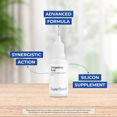 Supersmart Orthosilicic Acid New Formula Silicon Supplement Complex with Minerals Vitamins Boron Hair Skin Nails Vitamins Bone Joint Health NonGMO Gluten Free 30 ml