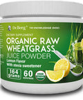 Dr. Berg's Raw Wheatgrass Juice Powder (60 Servings) - USDA Organic Wheatgrass Powder w/ Chlorophyll, Trace Minerals & Natural Enzymes - Ultra-Concentrated - Lemon Flavor w/ Stevia 1 Pack
