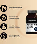Maximum Strength Potassium Citrate Capsules 200mg 200 Counts Essential Electrolyte Supplement Support Vascular Health and Muscle Function