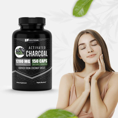 Healthfare Activated Charcoal Capsules 1200Mg | 150 Capsules | Derived From Coconut Shells | Highly Absorbent | Non-Gmo | Made In The Usa