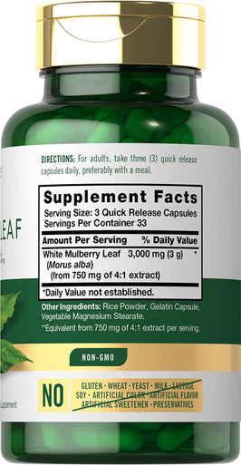 Carlyle Mulberry Leaf Extract | 3000Mg | 100 Capsules | Non-Gmo And Gluten Free Herbal Supplement