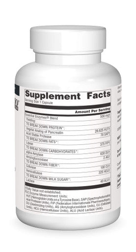 Source s Essential Enzymes 500mg Bio-Aligned Multiple Enzyme Supplement Herbal Defense for Digestion, Gas, Constipation & Bloating Relief - Supports A Strong Immune System - 360 Capsules