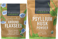 Organic Superfood Bundle - Unflavored Psyllium Husk Powder (24 oz) and Ground Flaxseed (15 oz), Non-GMO and Certified USDA Organic