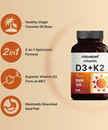 Vitamin D3 K2 Mk7 With Virgin Coconut Oil 240 Softgels Vitamin D3 5000 Iu K2 Mk7 100Mcg 2 In 1 Support Duoack 8 Months Supply Third Party Tested Non Gmo No Gluten