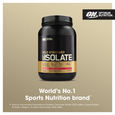 Optimum Nutrition On Gold Standard 100% Isolate Pure Whey Protein Naturally Occurring Bcaas And Glutamine Pre And Post Workout Strawberry Flavour 31 Servings 930 G
