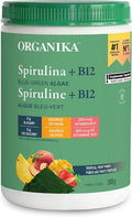 Organika Spirulina + B12 Powder - Tropical Fruit Punch Flavour- Sugar , Superfood, Plant Based Source Of B12 (250Mcg) And Protein, High In Antioxidants And Vitamins + Minerals- 300G