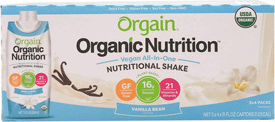 Orgain Organic Vegan Plant Based Nutritional Shake Vanilla Bean 11 Ounce 12 Count