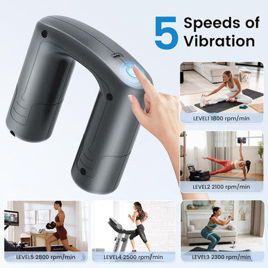 Back Massager For Pain Relief Deep Tissue, Massage Gun- Cellulite Massager For Relax With 5 Speed Levels, Wearable Electric Massager On Whole Body Part, Massage Waist, Thigh, Calf, Back Grey