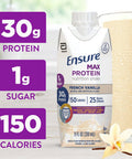 Ensure Max Protein Shake | French Vanilla | Ready to Drink | 30g Protein for Muscle Health | 1g Sugar 4g Fiber | 11 fl oz