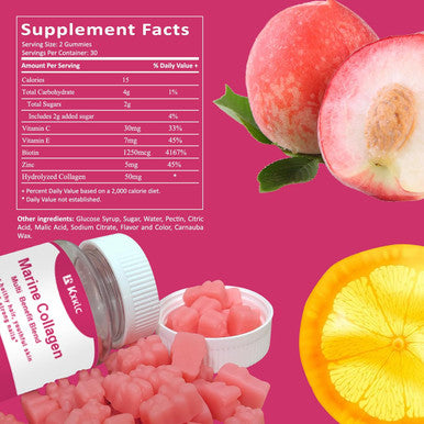Marine Collagen Gummies- Multi-Benefit Blend Of Vitamin Collagen Gummies For Healthy Skin Support With Vitamin C, Zinc, And Biotin, Hydrolyzed Collagen.(2 Pack)