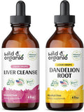 Wild & Organic Liver Cleanse Tincture 4 Fl Oz & Dandelion Root Tincture 4 Fl Oz