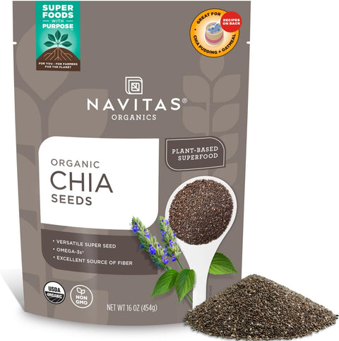 Navitas Organics Chia Seeds Ã¢â‚¬â€œ For Chia Pudding, Smoothies, Baking, Salads & More Ã¢â‚¬â€œ Omega 3, Fiber, Minerals - USDA Organic, Non GMO, Kosher, Gluten Free, Keto (8oz. Bag, 8 Servings)