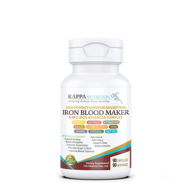 KAPPA NUTRITION (90 Capsules), Iron 26mg, Vitamin C & Orange 150mg, Folate 667mcg DFE, Vitamin B12, Beetroot, Brewers Yeast, Broccoli & MCT Oil 9 in 1 Advanced Complex from