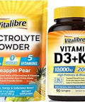 Vitamin D3 K2 10000 IU D3 / 200 mcg K2 MK7 and Electrolytes Powder Packets