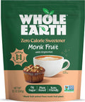 WHOLE EARTH Monk Fruit Sweetener with Erythritol, Plant-Based Sugar Alternative, 12 Ounce Pouch