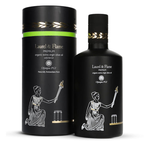 World's Best Gold Award - Laurel & Flame Olympia PGI Premium Olive Oil Extra Virgin - Polyphenol Rich (1029 mg/kg) - USDA Organic - Multiple Award Winning ÃƒÂ¢Ã¢â€šÂ¬Ã¢â‚¬Å“ 85X Hydroxytyrosols - Early Harvest - Cold Pressed (500 ml/16.9 fl oz)