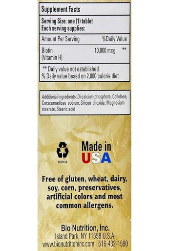 Bio Nutrition Biotin 10000Mcg, 60 Ct