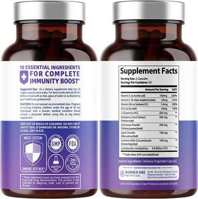 N1N Premium 10 in 1 Immune Support Booster 10 Potent Ingredients and Organic Superfood Greens 28 Powerful Ingredients All Natural to Support Gut Health and Overall Wellness 2 Pack Bundle