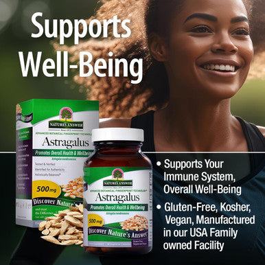Nature'S Answer Astragalus Root Capsules 90 Count | Immune Support | Promotes Cardiovascular Health | Natural Stress Reliever