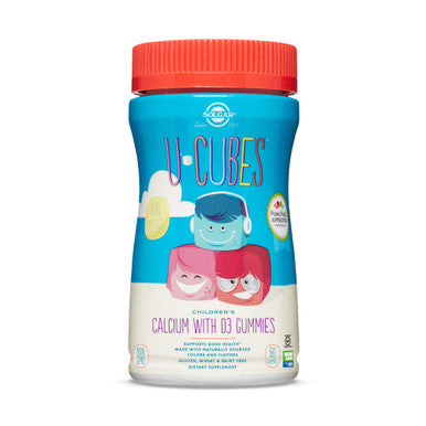 Solgar U-Cubes Children'S Calcium With Vitamin D3 60 Gummies - 3 Flavors Pink Lemonade Blueberry & Strawberry - Supports Bone & Teeth Health - Non Gmo Gluten Free Dairy Free - 30 Servings