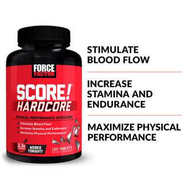 SCORE!, 2-Pack, Hardcore Nitric Oxide Booster Supplement for Men with L-Citrulline, Yohimbe, Black Maca & B Vitamins to Boost Nitric Oxide, Increase Stamina, Maximize Physical Performance, 240 Tablets