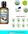 Organic Fractionated Coconut Oil, For Aromatherapy Relaxing Massage, Carrier Oil for Diluting Essential Oils, Hair & Skin Care Benefits, Moisturizer & Softener
